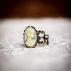 vintage cameo filagree ring, Romantic Dusty Blue with Ivory Cameo