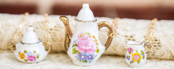 vintage doll house china tea-cup necklaces