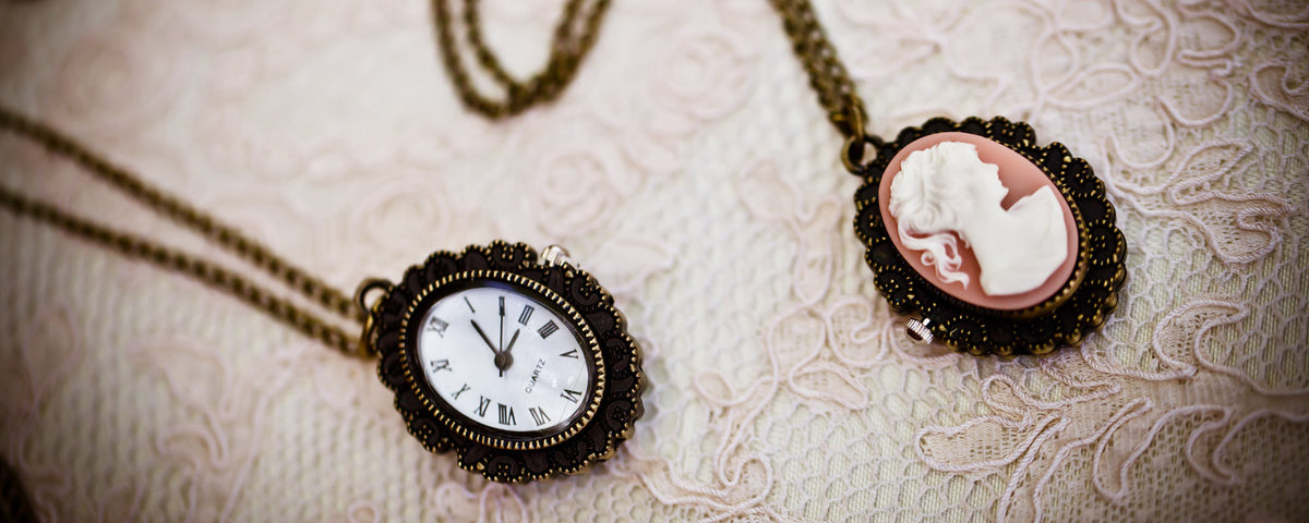 cameo pocket watch vintage necklace