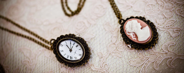 cameo pocket watch vintage necklace