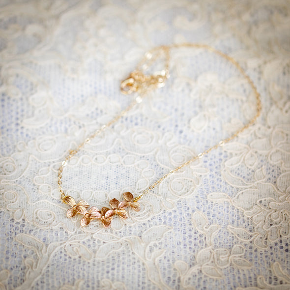 Orchid (5 tiny blossoms in a row) Necklace