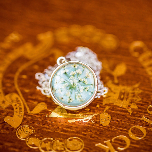 Queen Anne's Lace Pressed Flower Necklace
