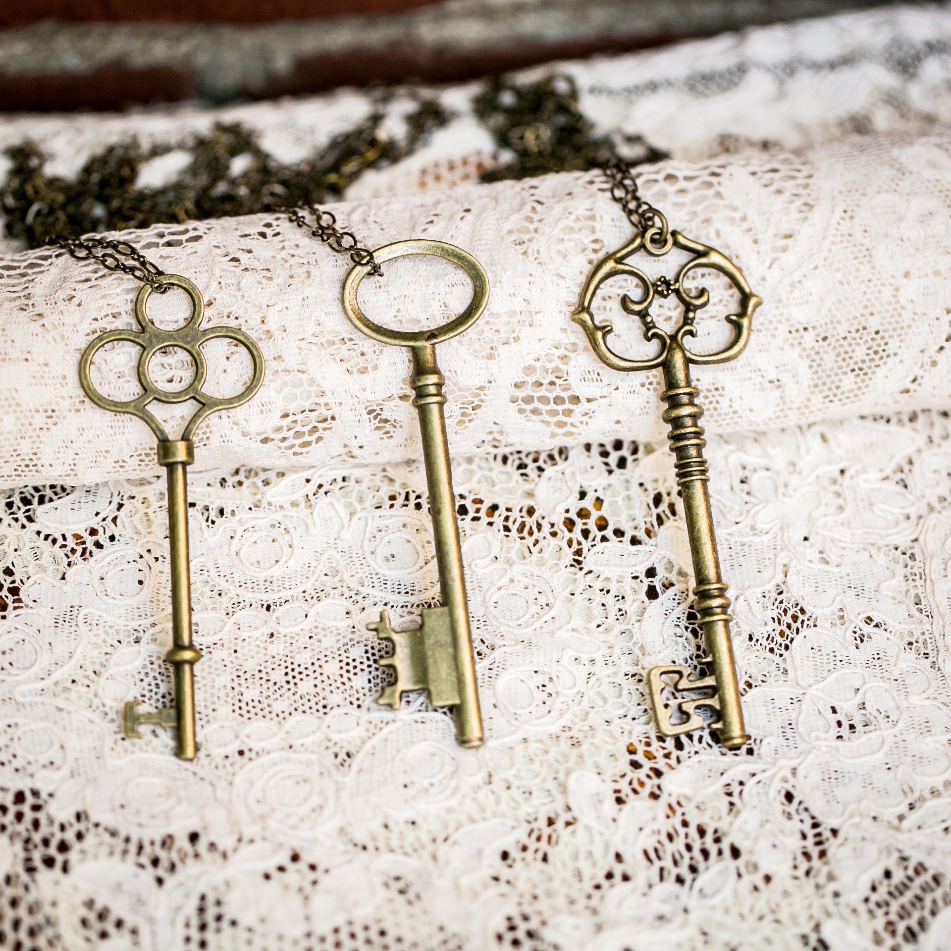Antique key shop necklace