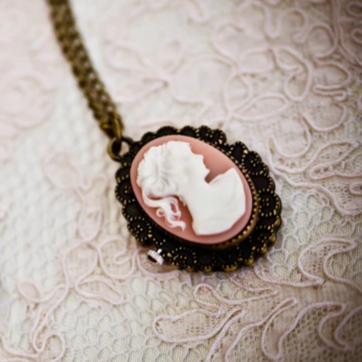 cameo pocket watch vintage necklace, cameo view