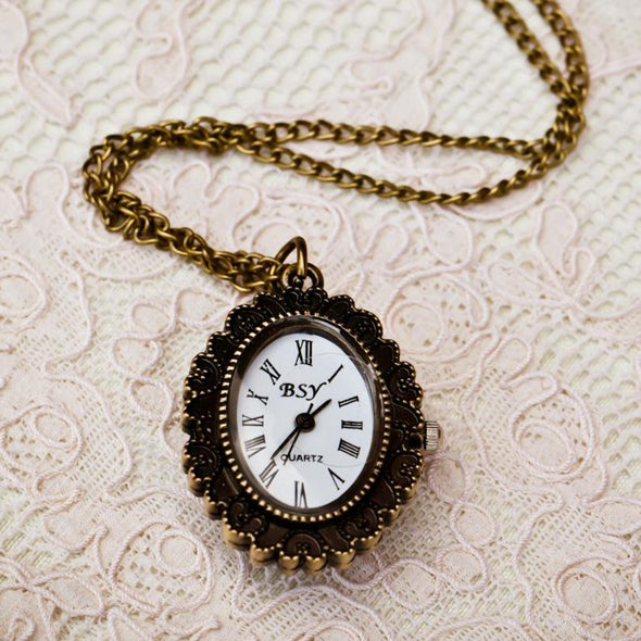 cameo pocket watch vintage necklace, watch view