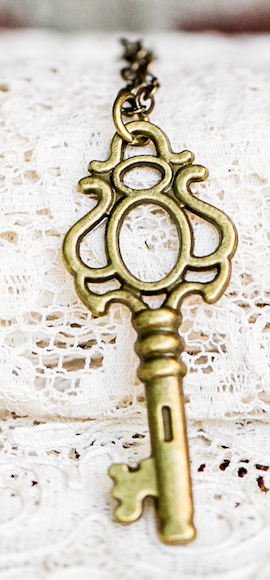 Gold skeleton best sale key necklace