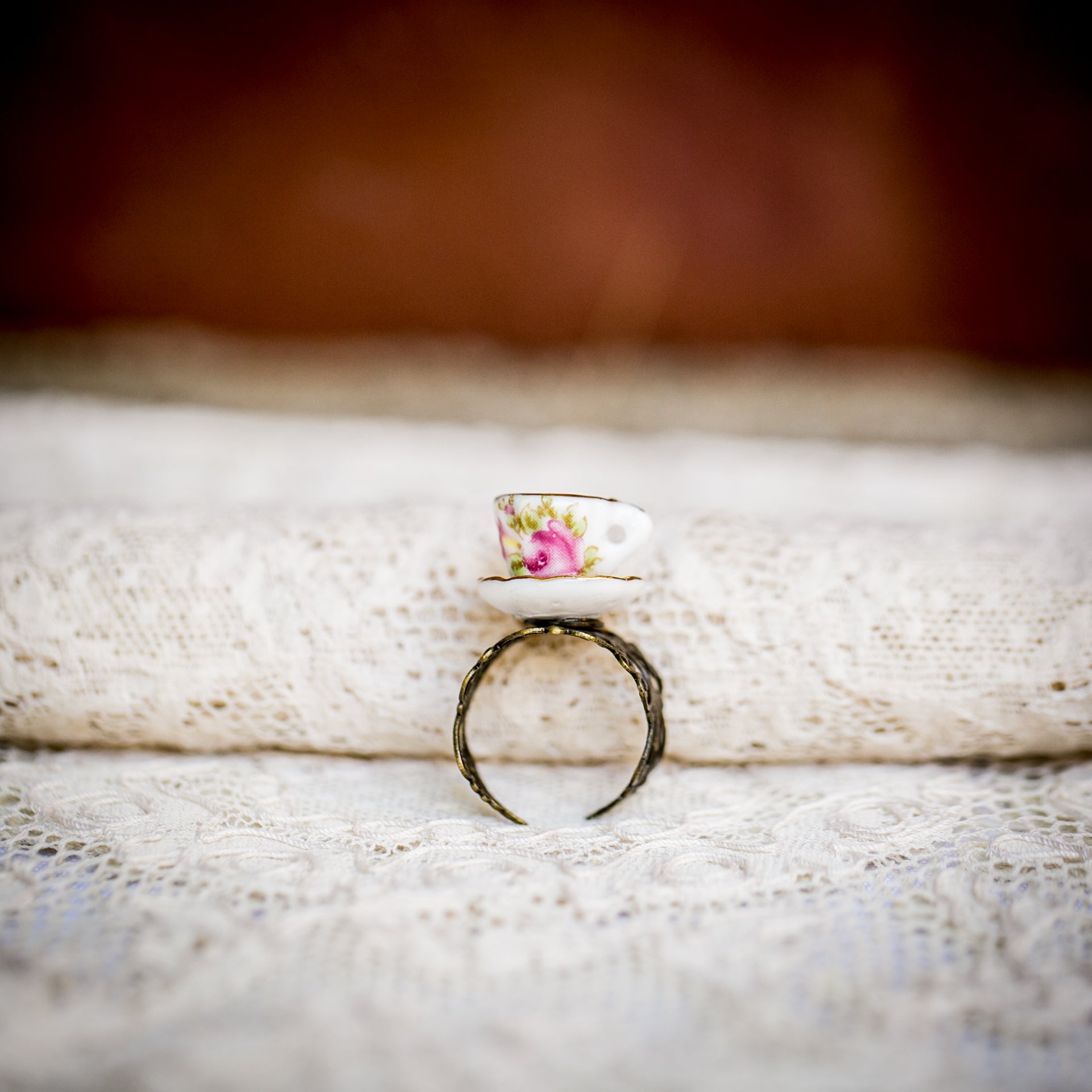 Alice in Wonderland Tea Cup Rings Adorned by Aisha