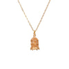 Birdcage pendant necklace in gold on white background