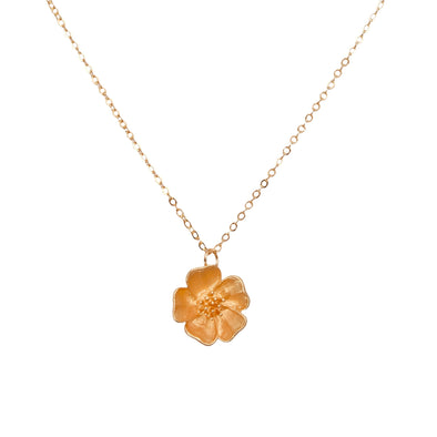 Cherry Blossom Necklace Sakura single plum blossom White Back Drop Gold