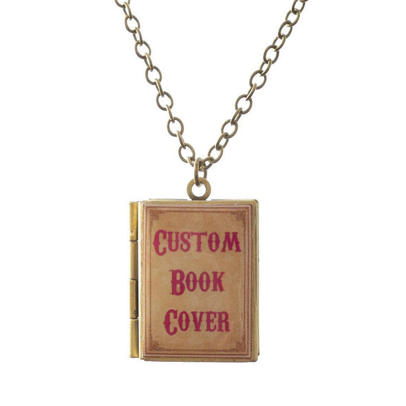 Custom cover book locket on White backdrop with quotes inside or photos