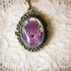 Purple Blossom Pressed Flower Pocket Watch