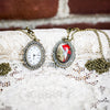 Red Flower Pressed Flower Pocket Watch