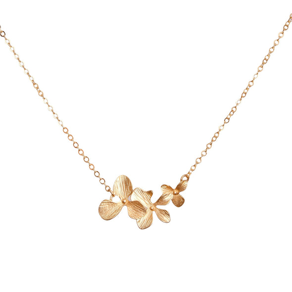 Orchid (3 blossoms in a row) Necklace