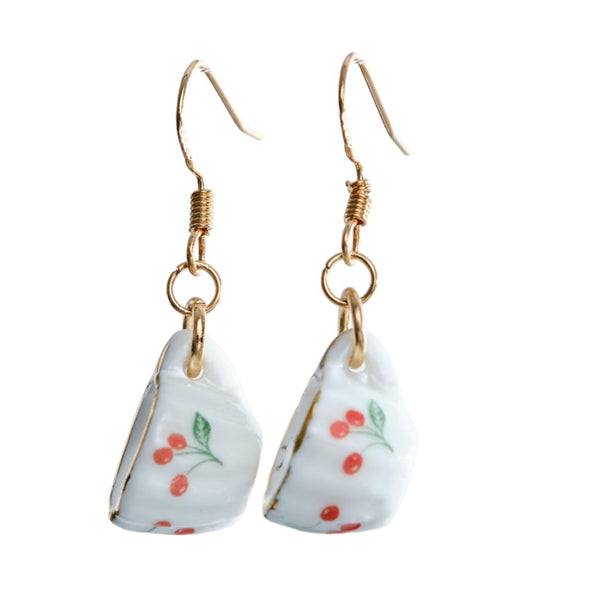 Tea Cup Earring made from miniature dollhouse china
