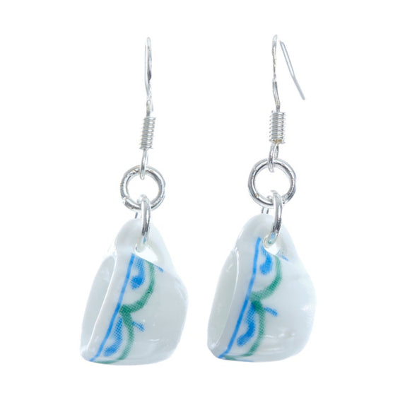 Tea Cup Earring made from miniature dollhouse china