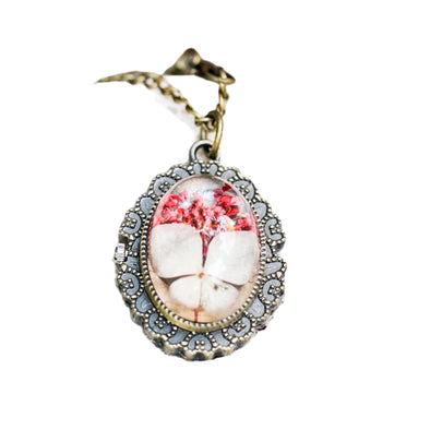 White Blossom, Pressed Flower Pocket Watch