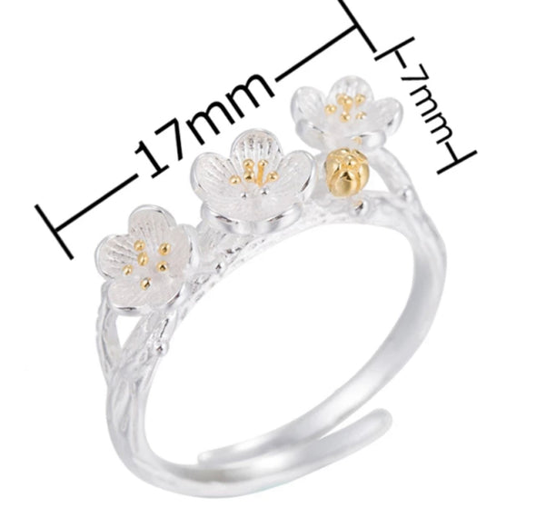 Sterling Silver Plum Blossom Ring