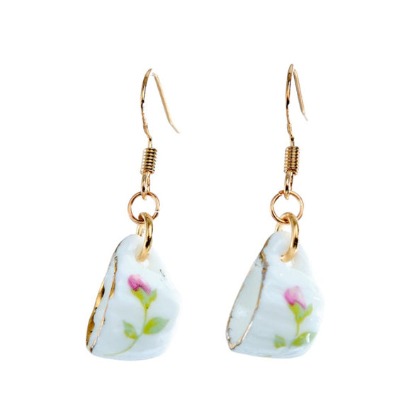 Tea Cup Earring made from miniature dollhouse china