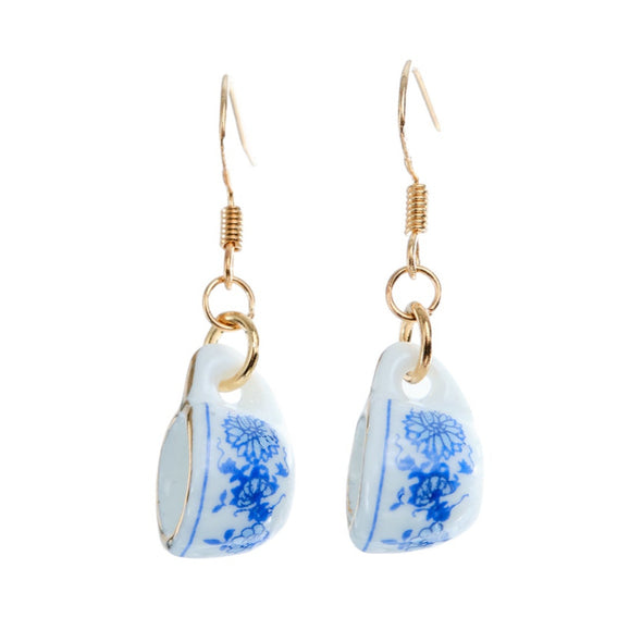 Tea Cup Earring made from miniature dollhouse china