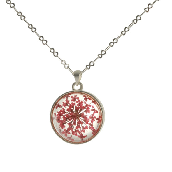 Red Dried Flower Orb Necklace
