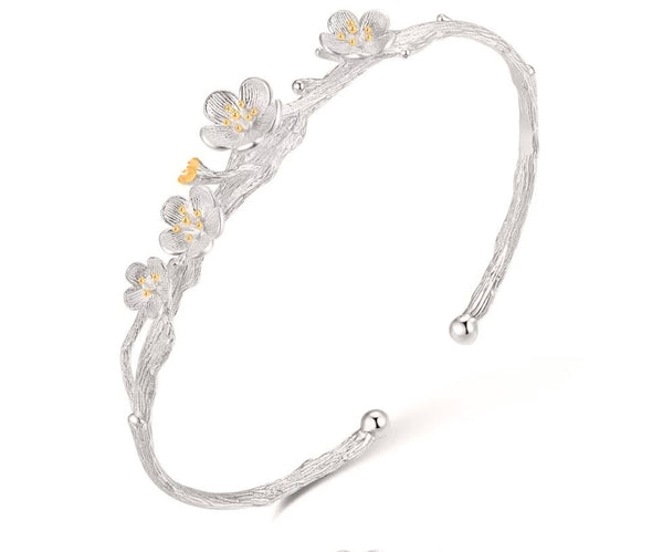 Sterling Silver Plum Blossom Bangle/Bracelet