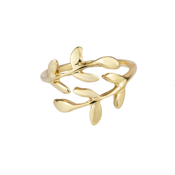 adjustable wrap leaf ring on white background