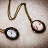 cameo pocket watch vintage necklace, cameo and watch view