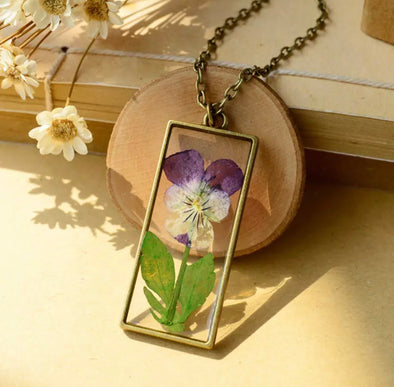 Pressed Pansy Necklace