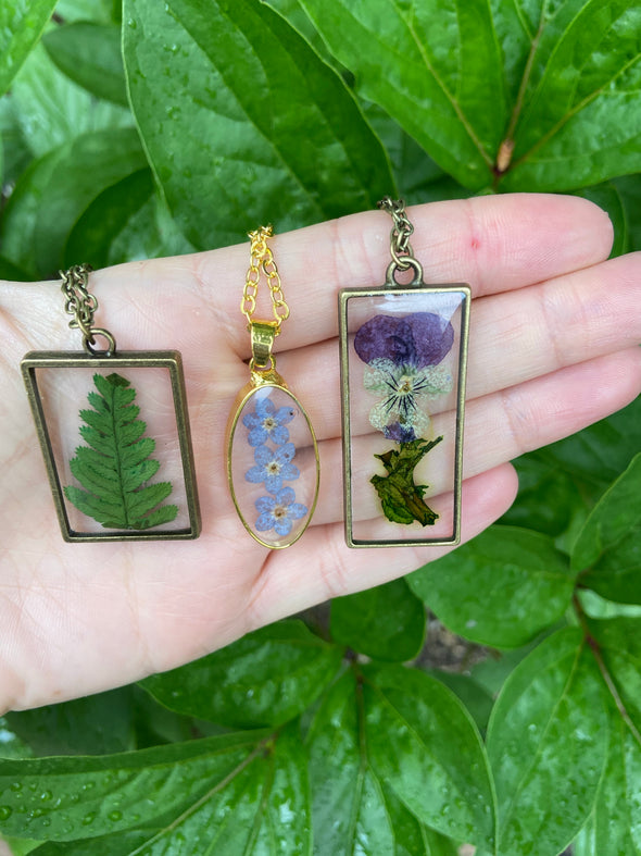 Pressed Pansy Necklace